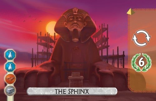 The Sphinx Card from 7 Wonders Duel gains an extra turn and 6vp.